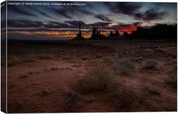 Sunrise Totem Pole Monument Valley Canvas Print by Derek Daniel