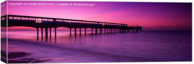 Sunrise at Boscombe Pier #4 (panoramic) Canvas Print by Derek Daniel
