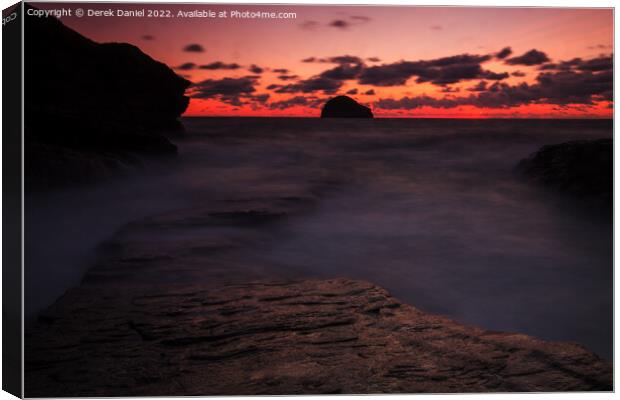 Trebarwith Strand Sunset, Cornwall Canvas Print by Derek Daniel