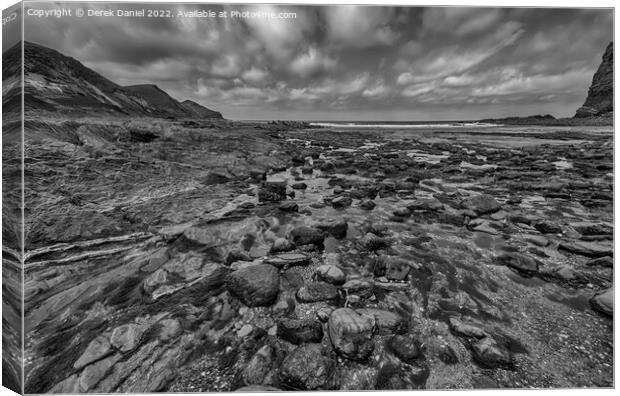 Crackington Haven, Cornwall (mono) Canvas Print by Derek Daniel