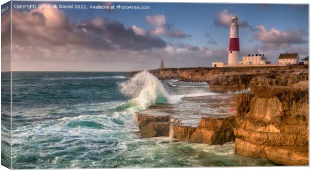 The Power of the sea at Portland Bill Lighthouse Canvas Print by Derek Daniel