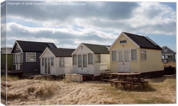 Beach Huts at Hengistbury Head  Canvas Print by Derek Daniel