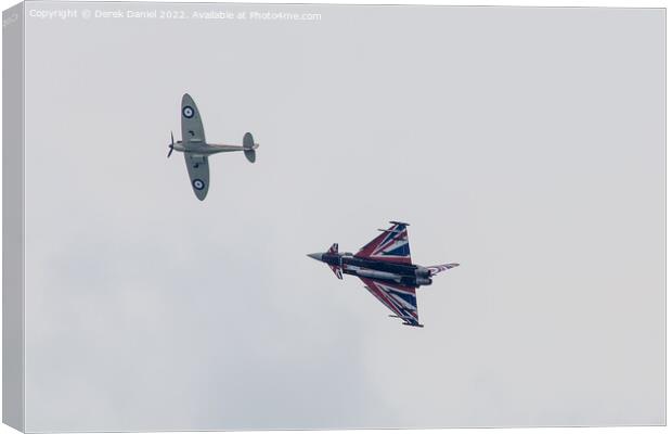 Spitfire and Typhoon at Bournemouth Airshow Canvas Print by Derek Daniel