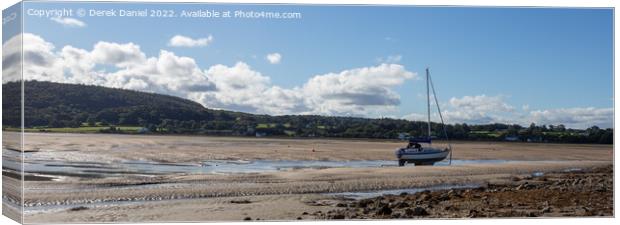 Marooned Boat, Red Wharf Bay, Anglesey (panoramic) Canvas Print by Derek Daniel