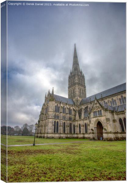 Majestic Salisbury Cathedral Canvas Print by Derek Daniel