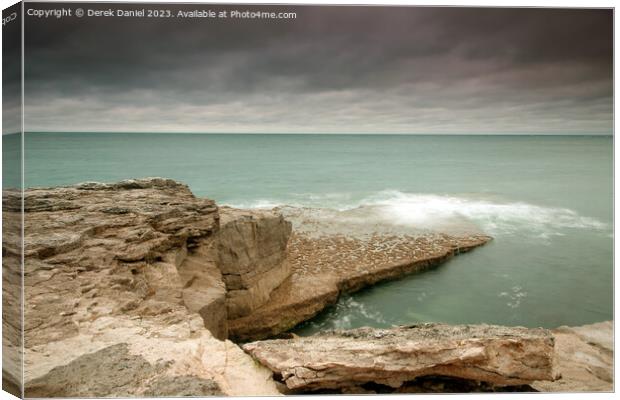 Moody Jurassic Coast Morning Canvas Print by Derek Daniel