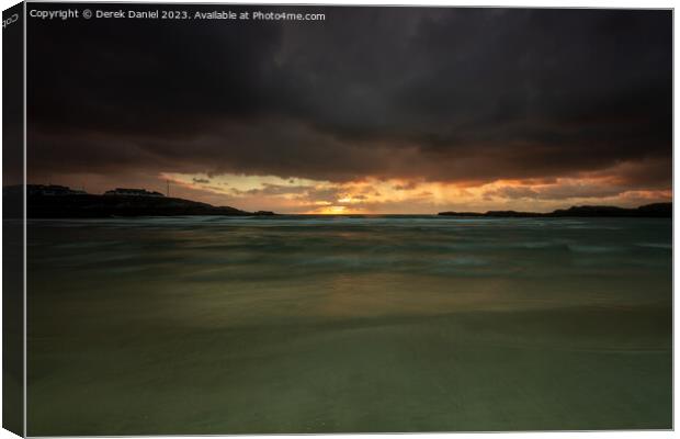 Golden Hour at Trearddur Beach Canvas Print by Derek Daniel