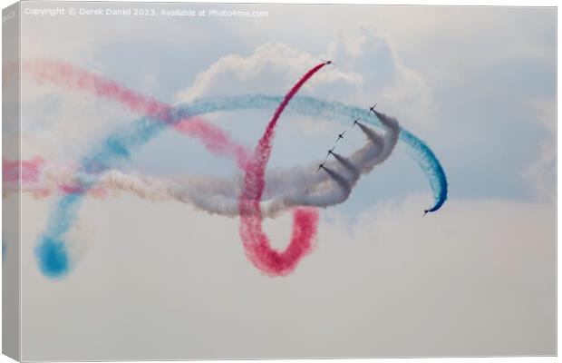 Thrilling Aerobatic Display by Red Arrows Canvas Print by Derek Daniel