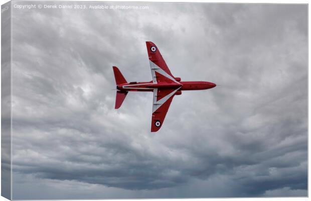 RAF Red Arrow Flying Solo Canvas Print by Derek Daniel
