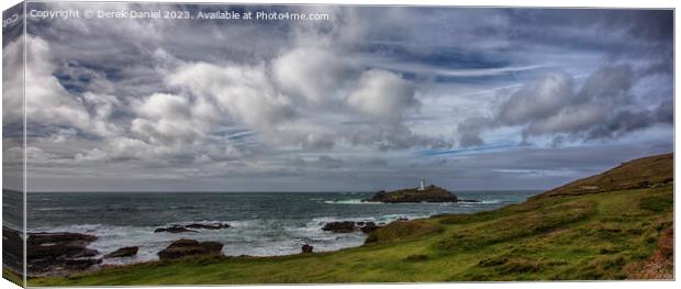 Godrevy Lighthouse (panoramic) Canvas Print by Derek Daniel