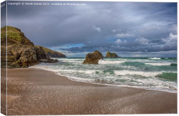 Holywell Beach, Cornwall Canvas Print by Derek Daniel