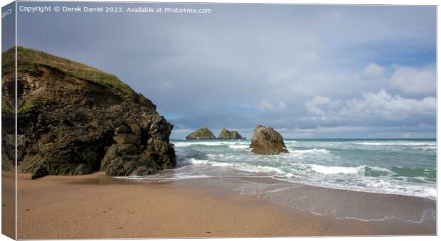 Holywell Beach, Cornwall Canvas Print by Derek Daniel