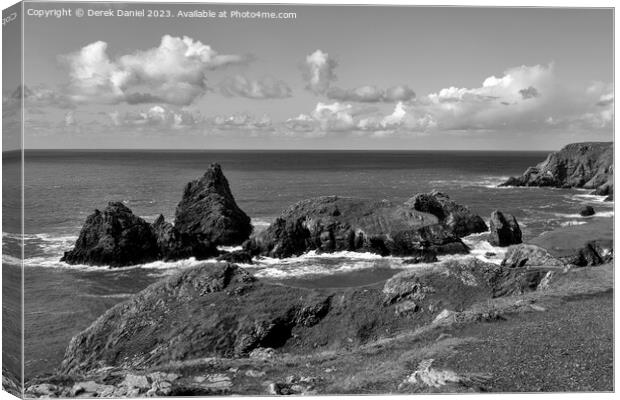 The Rocky Headland Around Kynance Cove (mono) Canvas Print by Derek Daniel