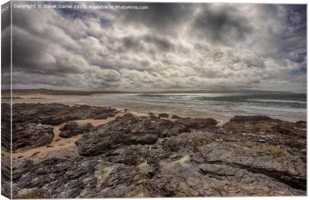Rocky Beach At Gwithian and Godrevy Canvas Print by Derek Daniel