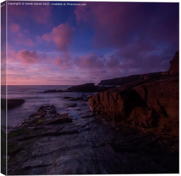 Sunset at Trebarwith Strand Canvas Print by Derek Daniel