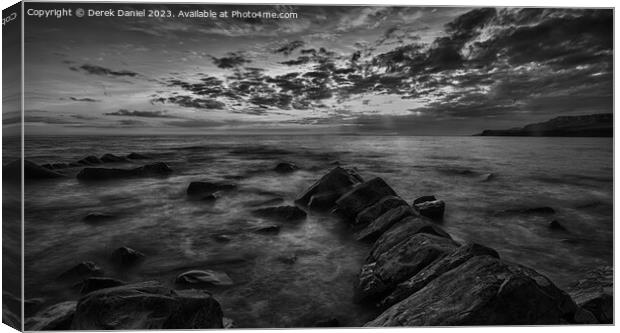 Kimmeridge Sunset (mono) Canvas Print by Derek Daniel