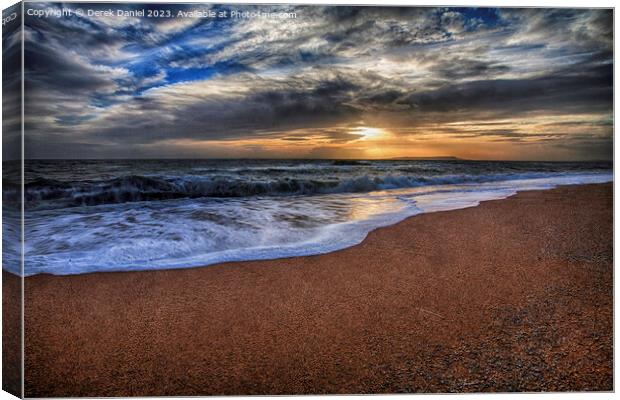 and the sun does down at Durdle Dor Canvas Print by Derek Daniel