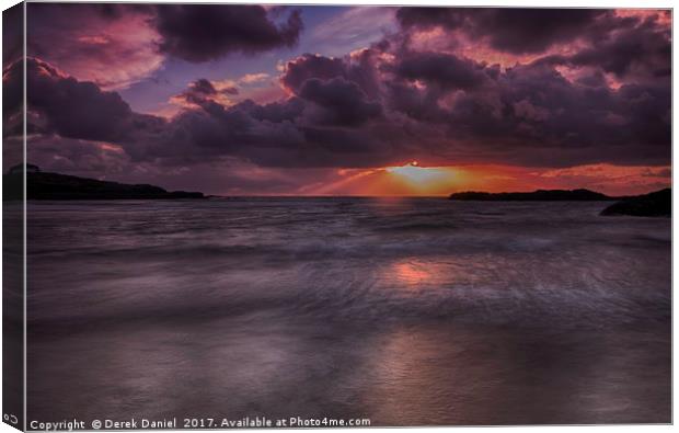 Vibrant Sunset Over Trearddur Bay Canvas Print by Derek Daniel