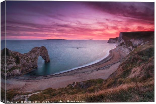 Durdle Dor Sunset Canvas Print by Derek Daniel