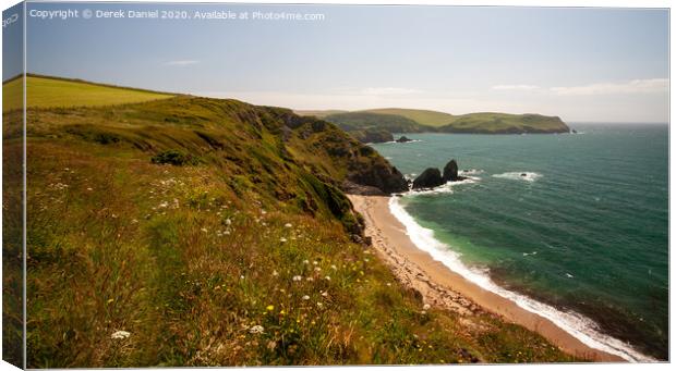 Coastline Hope Cove to Thurlestone Canvas Print by Derek Daniel