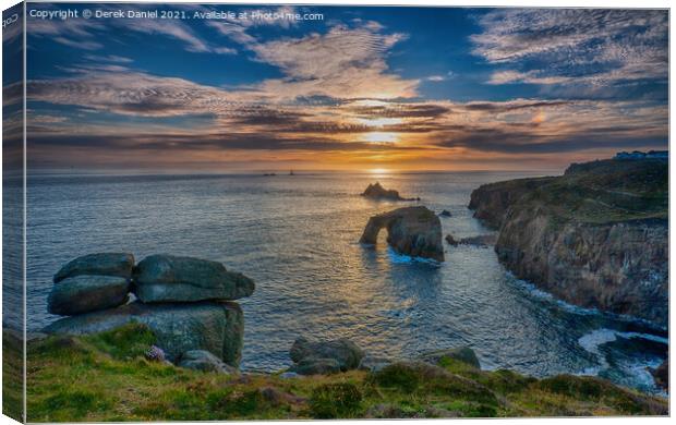 Stunning Sunset over Cornwalls Seascape Canvas Print by Derek Daniel