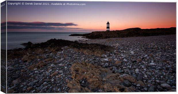 Afterglow at Trwyn Du Lighthouse, Penmon, Anglesey Canvas Print by Derek Daniel