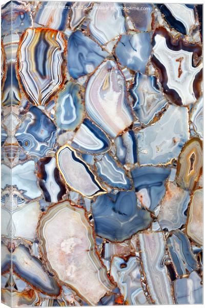 Agate gemstones are polished, in section, in the form of an amazing fascinating panel. Canvas Print by Sergii Petruk