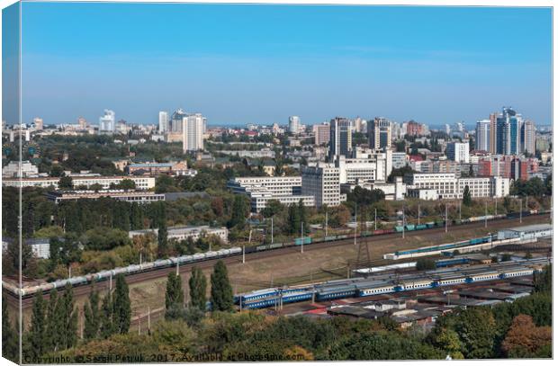 Kiev, Ukraine, cityscape, view of the railway junc Canvas Print by Sergii Petruk
