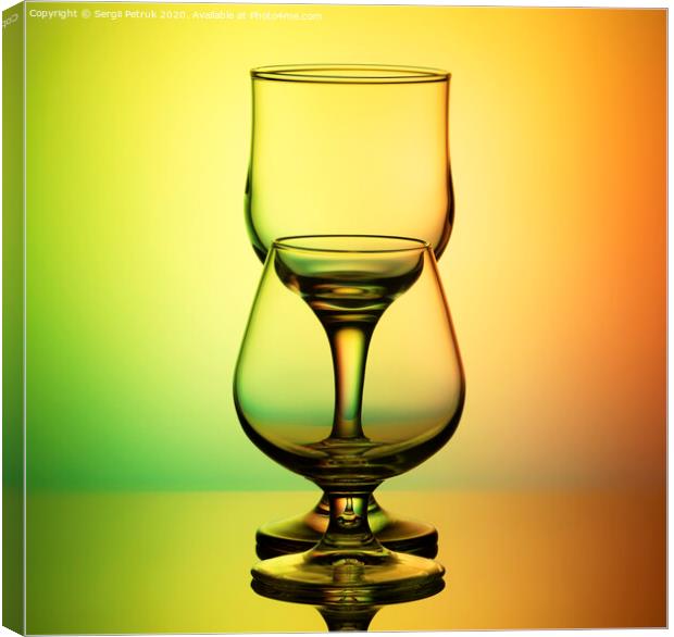 empty glasses on a yellow-green background Canvas Print by Sergii Petruk