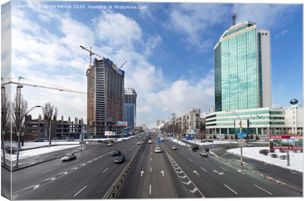 View overcity traffic on Peremogi Prospect in Kyiv Canvas Print by Sergii Petruk