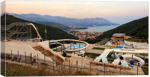 The top view of the water park of the city of Budva at dawn. Canvas Print by Sergii Petruk