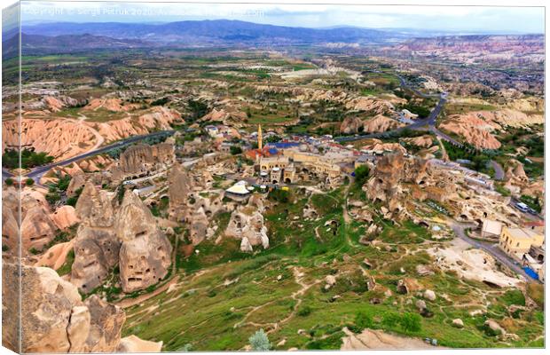 Landscape of the ancient caves of Cappadocia in Turkey, top view. Canvas Print by Sergii Petruk