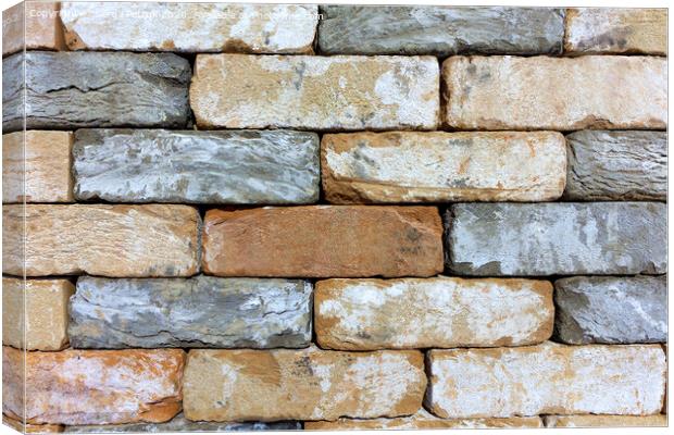 The texture of the stone wall of the old brick, building stone from sandstone. Canvas Print by Sergii Petruk