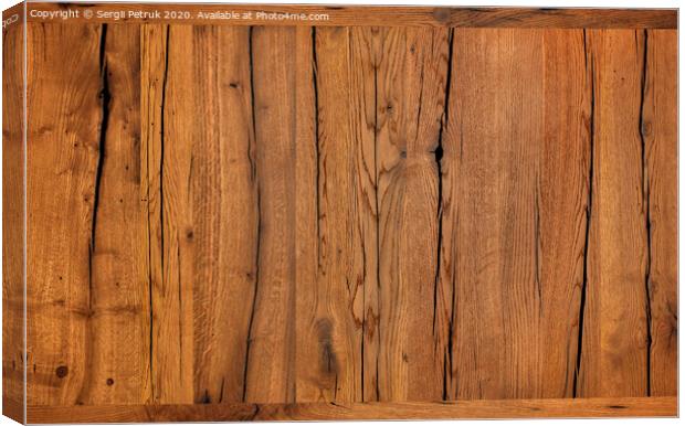 Texture and background of very old cracked brown wood after protective treatment. Canvas Print by Sergii Petruk