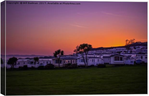Sunset over Devon Cliffs Holiday Park Exmouth Canvas Print by Will Badman