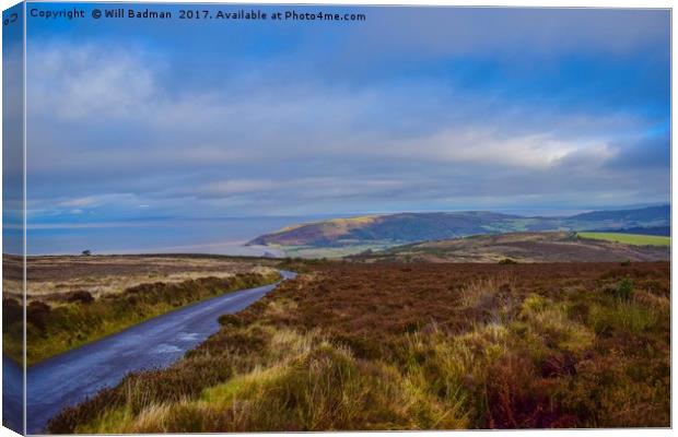 Porlock hill looking down to The sea Canvas Print by Will Badman