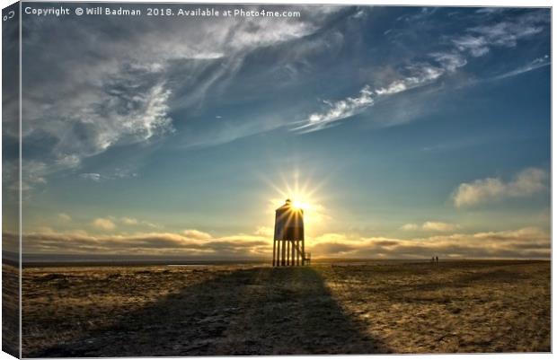 Sunset over Burnham On Sea Lighthouse Canvas Print by Will Badman