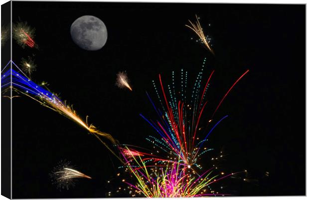 Fireworks display in Somerset Canvas Print by Will Badman
