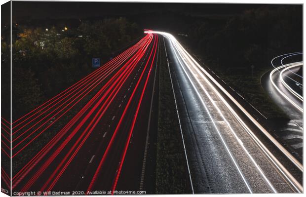 Light trails Canvas Print by Will Badman