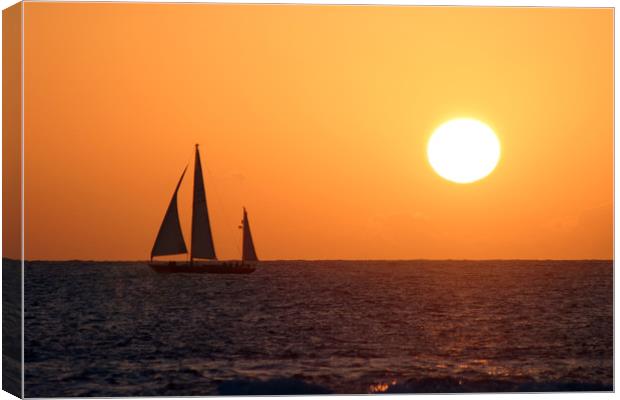 Yacht in La Bocayna Sunset Canvas Print by Kevin McNeil