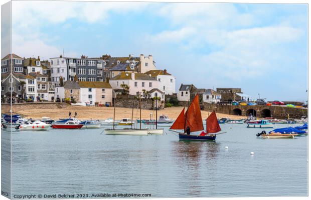 The Harbour St Ives Cornwall  Canvas Print by David Belcher