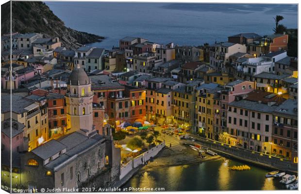 Vernazza, Cinque Terre, by night Canvas Print by Judith Flacke