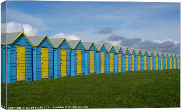 Beach huts at Bognor Regis. Canvas Print by Judith Flacke