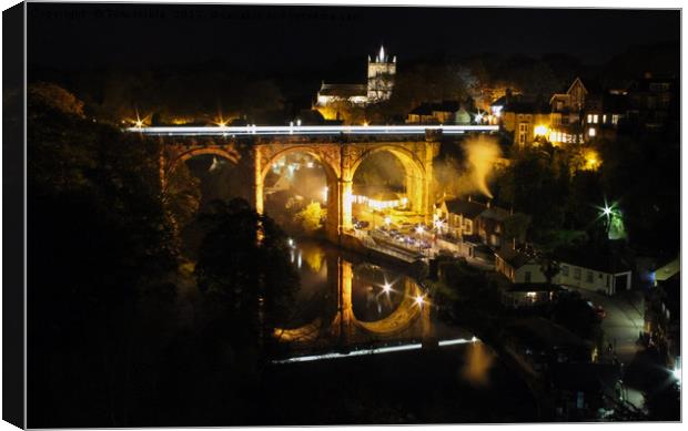 Knaresborough Viaduct at Night Canvas Print by Tom Noble