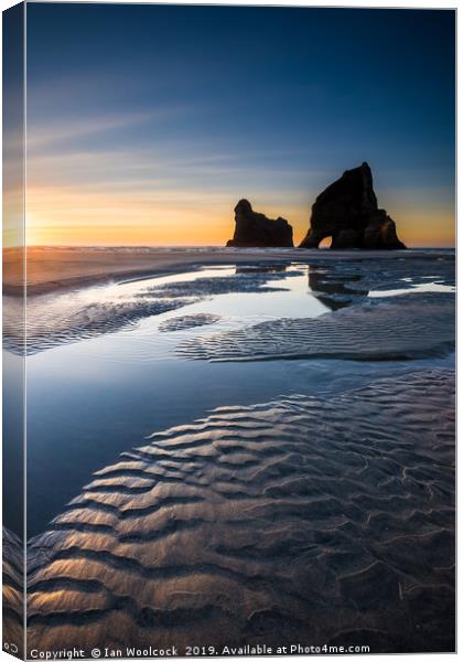 Wharariki Beachon the North Island of New Zealand Canvas Print by Ian Woolcock