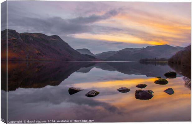 Ullswater sunset the Lakes Canvas Print by david siggens
