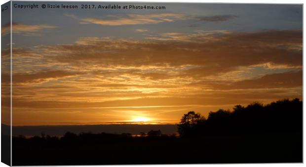 Sunset over Salisbury Plain Canvas Print by lizzie leeson