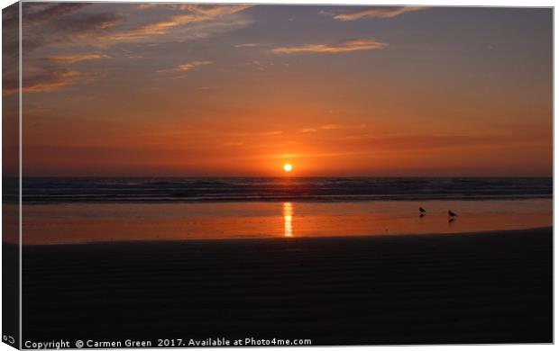 Sunset at Pismo Beach California Canvas Print by Carmen Green