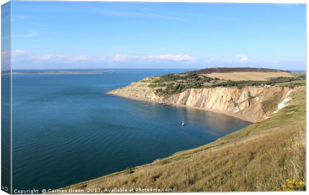 View over Alum Bay from the Isle of Wight Needles  Canvas Print by Carmen Green