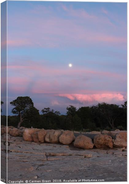 Pink skies as the sun sets at the Grand Canyon Nat Canvas Print by Carmen Green